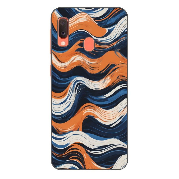 Husa compatibila cu Samsung Galaxy A20e Silicon Gel Tpu Model Abstract Crazy Orange Waves
