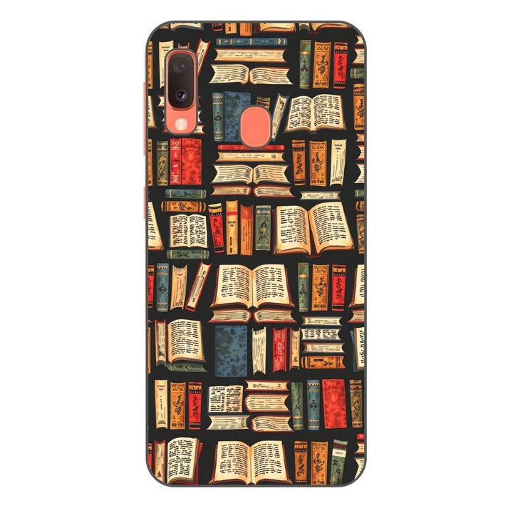 Husa compatibila cu Samsung Galaxy A20e Silicon Gel Tpu Model Books Pattern