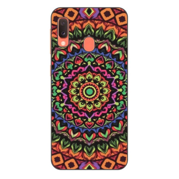 Husa compatibila cu Samsung Galaxy A20e Silicon Gel Tpu Model Colorfull Mandala Orange Power