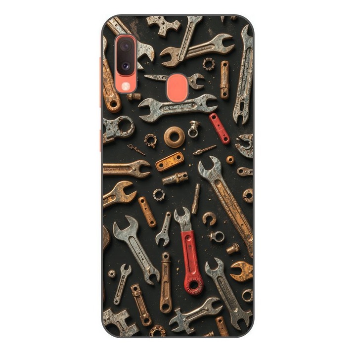 Husa compatibila cu Samsung Galaxy A20e Silicon Gel Tpu Model Mechanic Tools Pattern