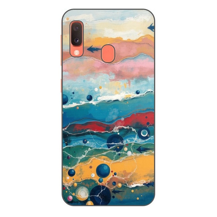 Husa compatibila cu Samsung Galaxy A20e Silicon Gel Tpu Model Painted Waterworld
