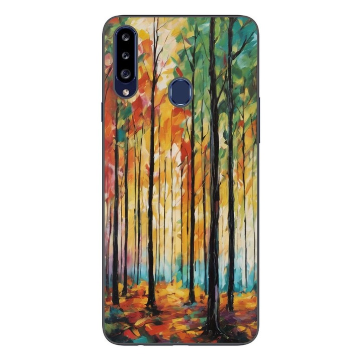 Husa compatibila cu Samsung Galaxy A20S Silicon Gel Tpu Model Colored Forest Art