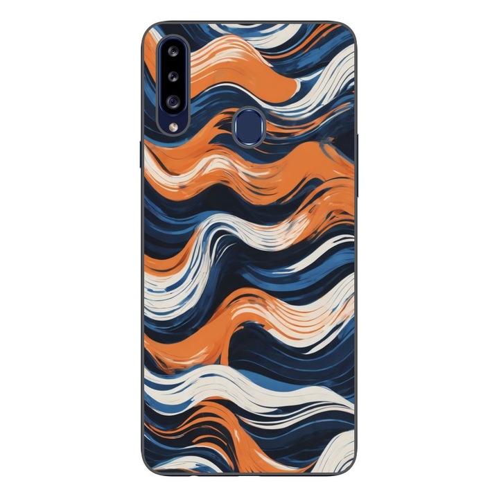 Husa compatibila cu Samsung Galaxy A20S Silicon Gel Tpu Model Abstract Crazy Orange Waves