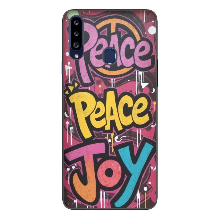 Husa compatibila cu Samsung Galaxy A20S Silicon Gel Tpu Model Peace and Joy Graffiti