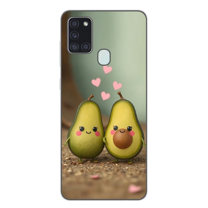 Husa compatibila cu Samsung Galaxy A21s Silicon Gel Tpu Model Kawaii Avocados in Love