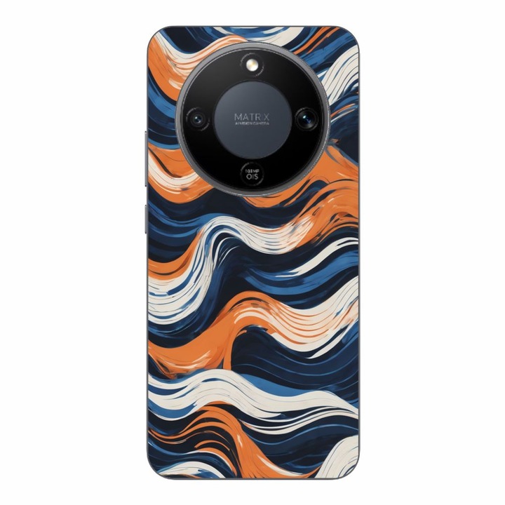 Husa compatibila cu Honor Magic8 Lite Silicon Gel Tpu Model Abstract Crazy Orange Waves