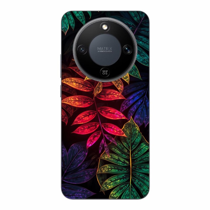Husa compatibila cu Honor Magic8 Lite Silicon Gel Tpu Model Minmal Neon Leaves Pattern