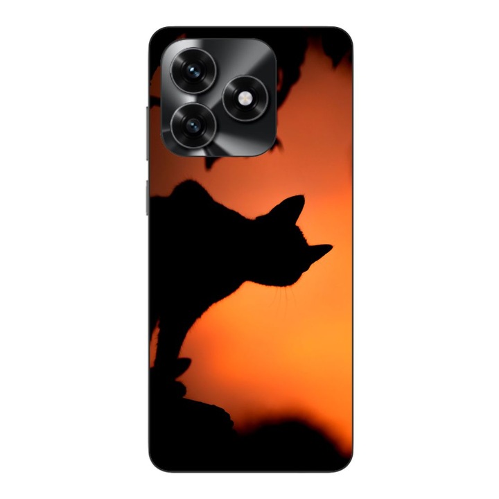 Husa compatibila cu Honor X5c Plus Silicon Gel Tpu Model Halloween Pisica Neagra