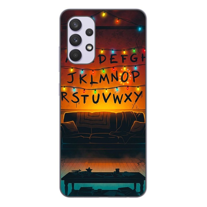 Husa compatibila cu Samsung Galaxy A32 4G Silicon Gel Tpu Model Stranger Things Alphabet Fairy Lights