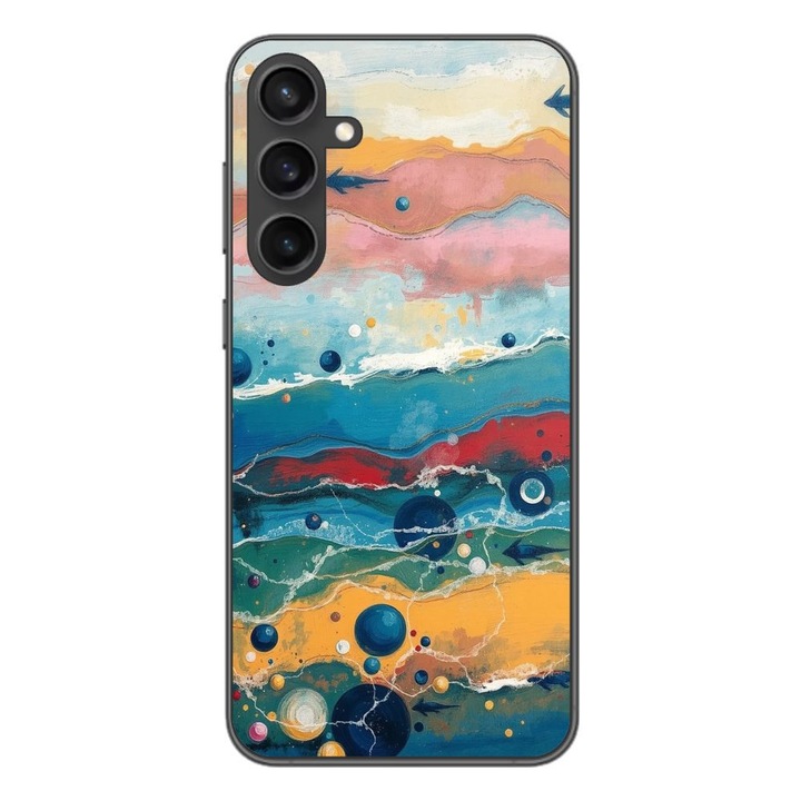 Husa compatibila cu Samsung Galaxy A55 Silicon Gel Tpu Model Painted Waterworld