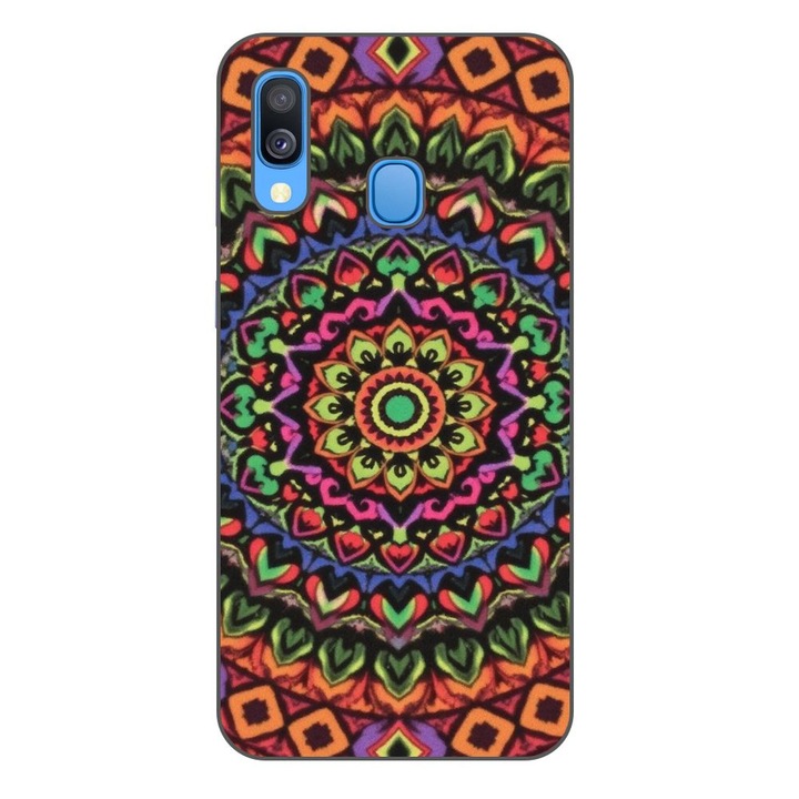 Husa compatibila cu Samsung Galaxy A40 Silicon Gel Tpu Model Colorfull Mandala Orange Power