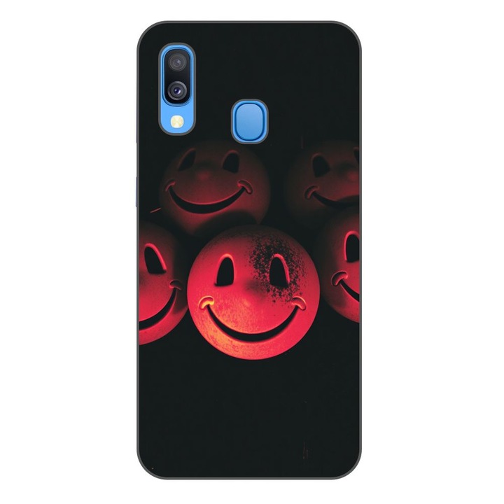Husa compatibila cu Samsung Galaxy A40 Silicon Gel Tpu Model Grungy Smiley Faces