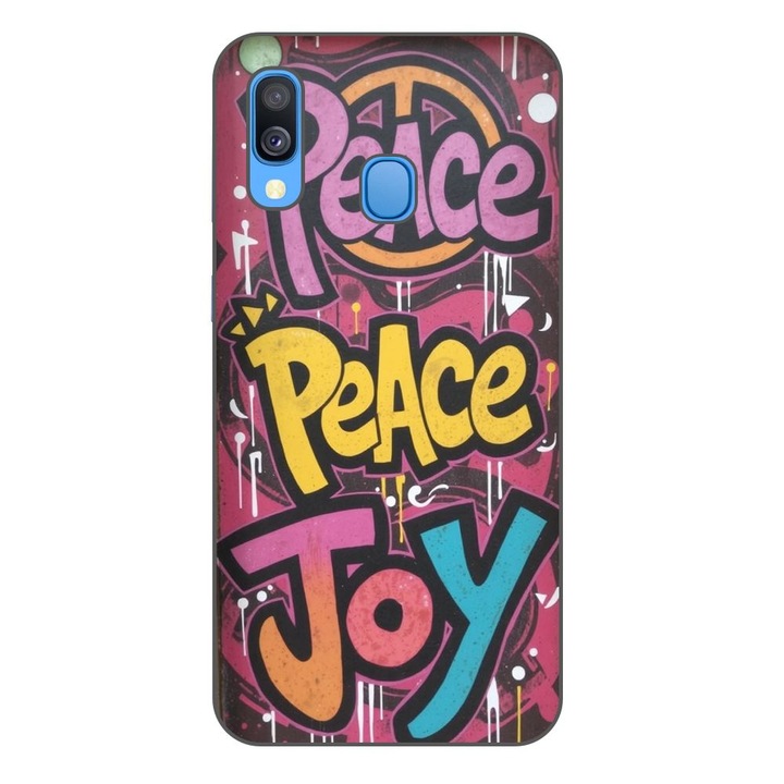 Husa compatibila cu Samsung Galaxy A40 Silicon Gel Tpu Model Peace and Joy Graffiti
