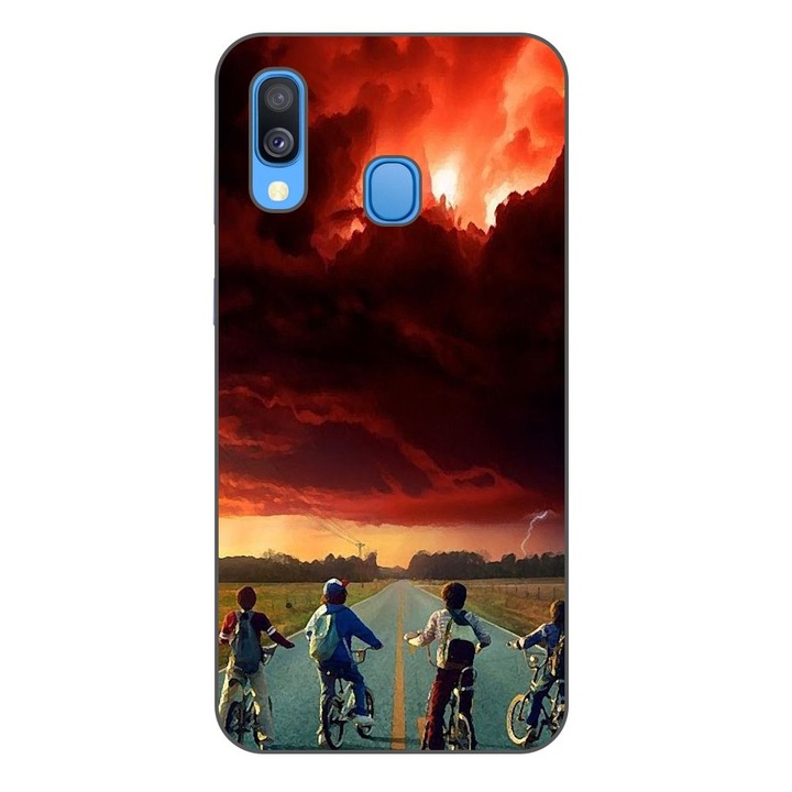 Husa compatibila cu Samsung Galaxy A40 Silicon Gel Tpu Model Stranger Things Red Sky