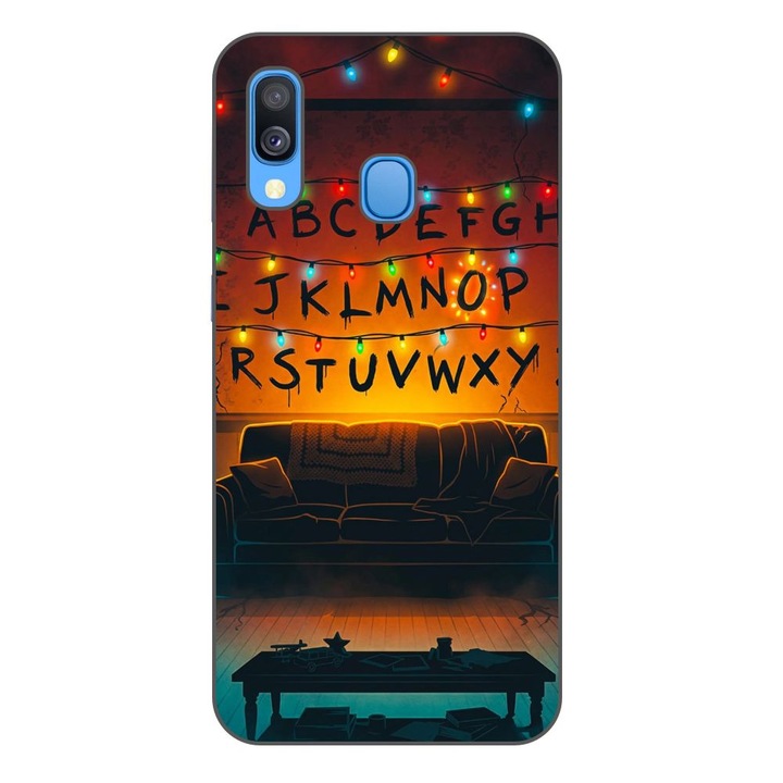 Husa compatibila cu Samsung Galaxy A40 Silicon Gel Tpu Model Stranger Things Alphabet Fairy Lights