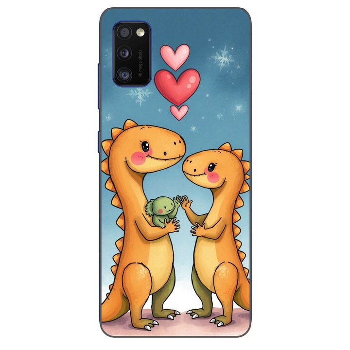 Husa compatibila cu Samsung Galaxy A41 Silicon Gel Tpu Model Dino Cute Family