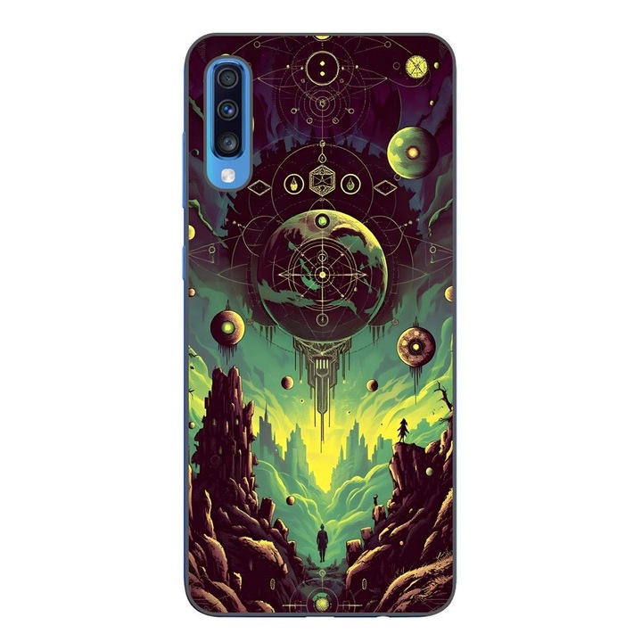 Husa compatibila cu Samsung Galaxy A70 Silicon Gel Tpu Model Mystical Planet