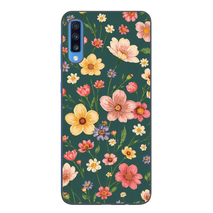 Husa compatibila cu Samsung Galaxy A70 Silicon Gel Tpu Model Vintage Spring Flowers