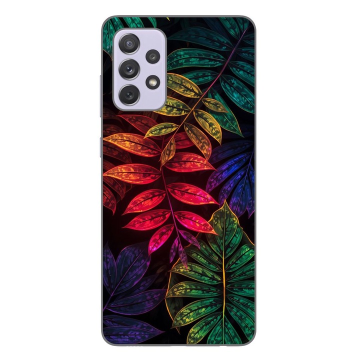 Husa compatibila cu Samsung Galaxy A72 5G Silicon Gel Tpu Model Minmal Neon Leaves Pattern