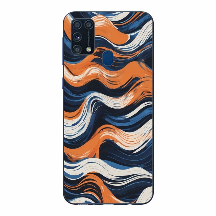 Husa compatibila cu Samsung Galaxy M21S, M31 Silicon Gel Tpu Model Abstract Crazy Orange Waves
