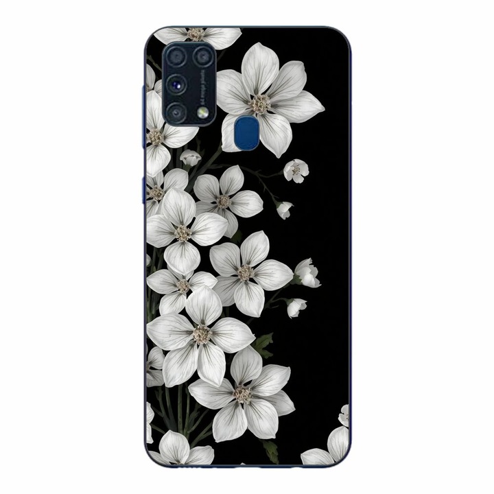 Husa compatibila cu Samsung Galaxy M21S, M31 Silicon Gel Tpu Model Pure White Flowers