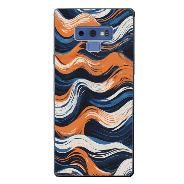 Husa compatibila cu Samsung Galaxy Note 9 Silicon Gel Tpu Model Abstract Crazy Orange Waves