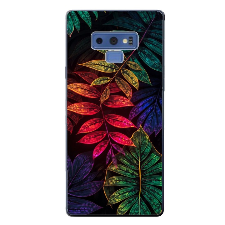 Husa compatibila cu Samsung Galaxy Note 9 Silicon Gel Tpu Model Minmal Neon Leaves Pattern