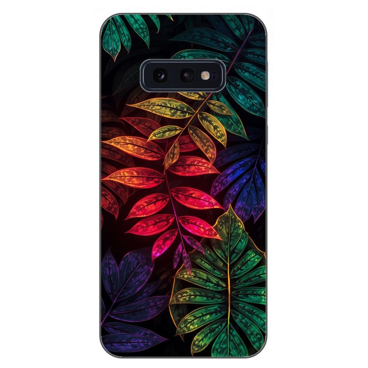 Husa compatibila cu Samsung Galaxy S10e Silicon Gel Tpu Model Minmal Neon Leaves Pattern