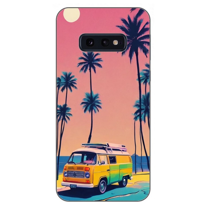Husa compatibila cu Samsung Galaxy S10e Silicon Gel Tpu Model Summer Vibes Camper and Palms Pop Art