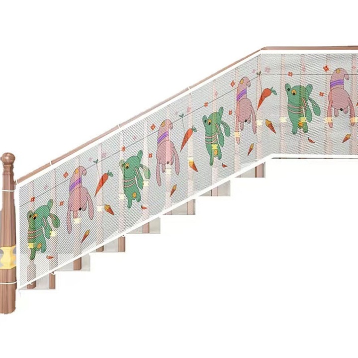 Plasa de protectie scari pentru balustrada copil, BOMSTOM, Protectie balustrada, Rezistenta la rupere, Transparenta ridicata, Multifunctionala, Fara gaurire, Plasa de siguranta pentru copii interior, 300 X 79 CM