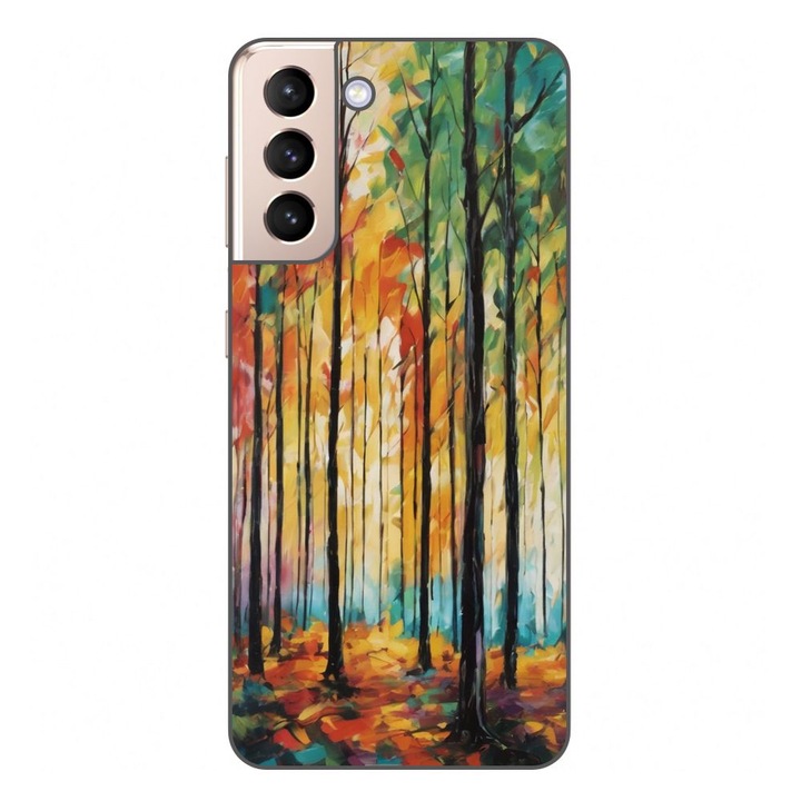 Husa compatibila cu Samsung Galaxy S21 FE Silicon Gel Tpu Model Colored Forest Art