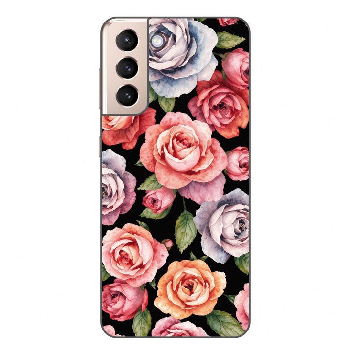 Husa compatibila cu Samsung Galaxy S21 FE Silicon Gel Tpu Model Colorfull Roses Pattern