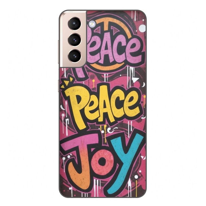 Husa compatibila cu Samsung Galaxy S21 FE Silicon Gel Tpu Model Peace and Joy Graffiti
