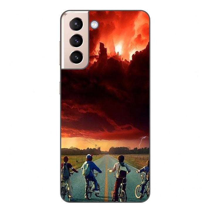 Husa compatibila cu Samsung Galaxy S21 FE Silicon Gel Tpu Model Stranger Things Red Sky