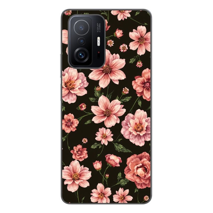 Husa compatibila cu Xiaomi 11T, 11T Pro Silicon Gel Tpu Model Pink Spring Flowers