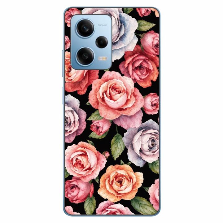 Husa compatibila cu Xiaomi Redmi Note 12 Pro 5G Silicon Gel Tpu Model Colorfull Roses Pattern