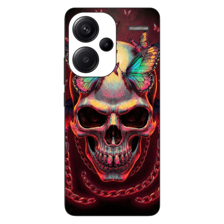 Husa compatibila cu Xiaomi Redmi Note 13 Pro Plus Silicon Gel Tpu Model Holographic Skull with butterflies