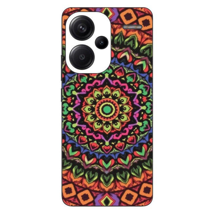 Husa compatibila cu Xiaomi Redmi Note 13 Pro Plus Silicon Gel Tpu Model Colorfull Mandala Orange Power