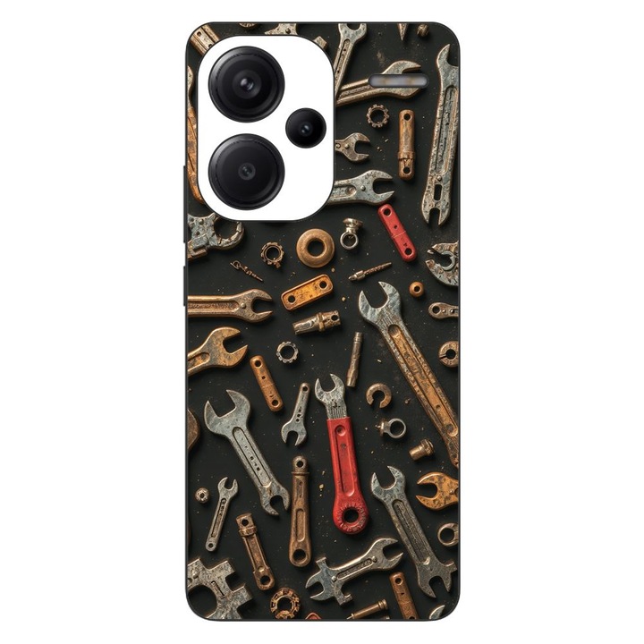 Husa compatibila cu Xiaomi Redmi Note 13 Pro Plus Silicon Gel Tpu Model Mechanic Tools Pattern