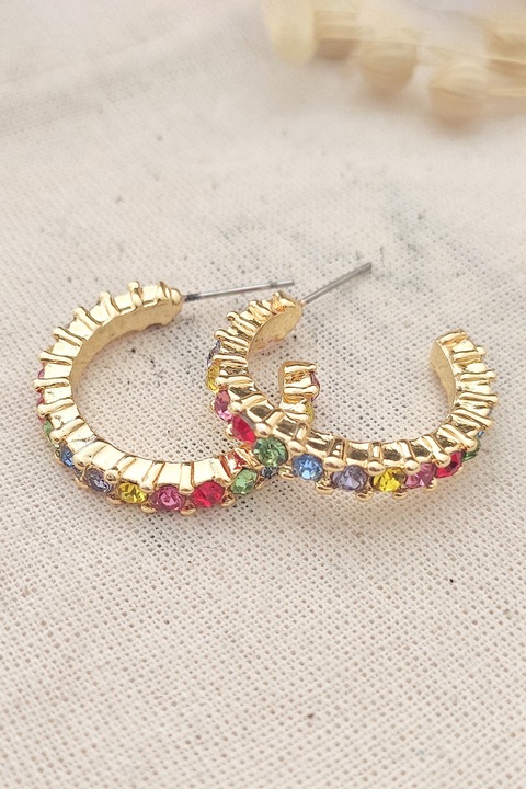 Atelier Miu, Cercei mici rotunzi decorati cu zirconia, Auriu