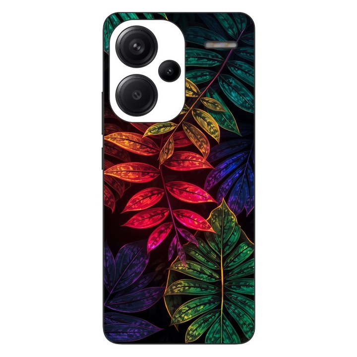 Husa compatibila cu Xiaomi Redmi Note 13 Pro Plus Silicon Gel Tpu Model Minmal Neon Leaves Pattern