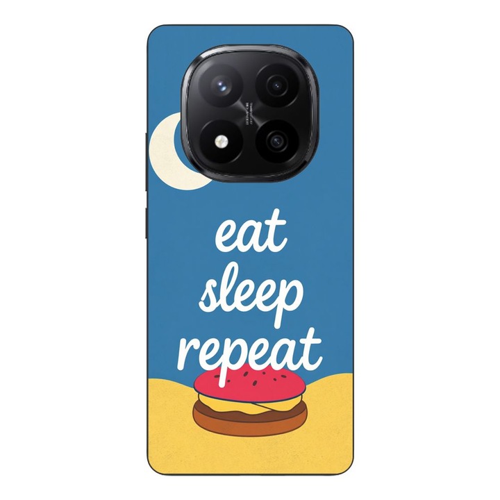Husa compatibila cu Xiaomi Redmi Note 14 Pro Plus Silicon Gel Tpu Model Eat Sleep Repeat