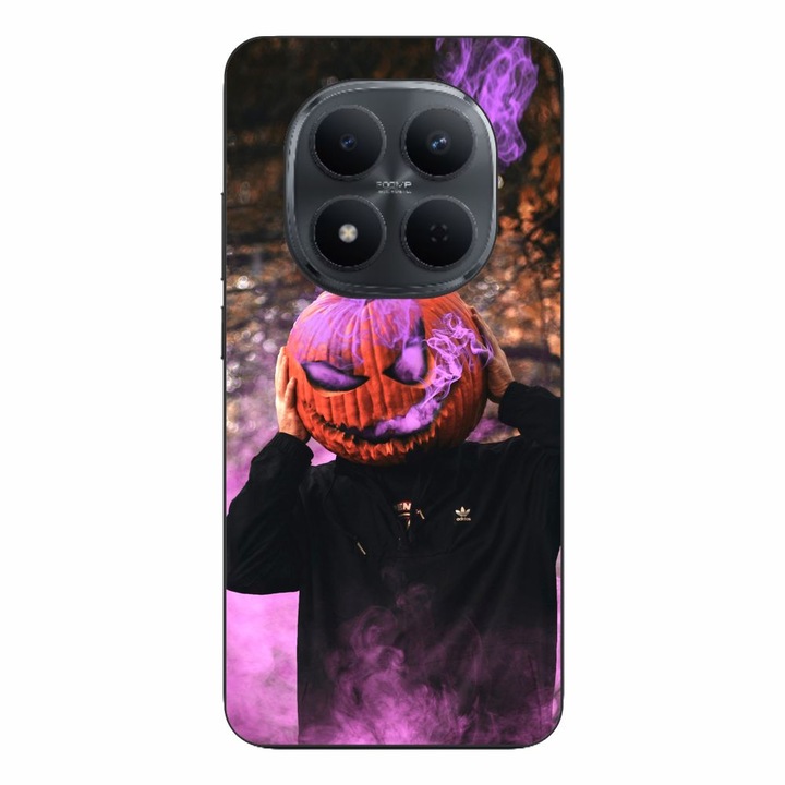 Husa compatibila cu Xiaomi Redmi Note 15 Pro Plus Silicon Gel Tpu Model Halloween Cap Dovleac cu Fum