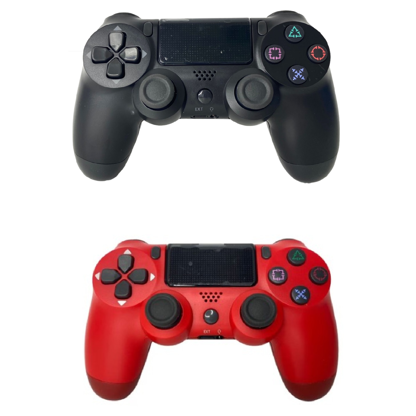 Set 2 Controllers wireless, PS4, PS-TV si PS Now, Double Shock – Touch Pad, Serie-Compatible AM-13, laptop, pad, phone, cu vibratii, cablu incarcator inclus, negru, rosu HAPPY JOKER®