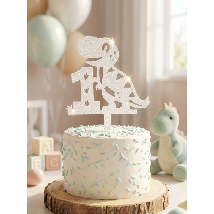 Topper tort baieti – 1 an – Dinozaur