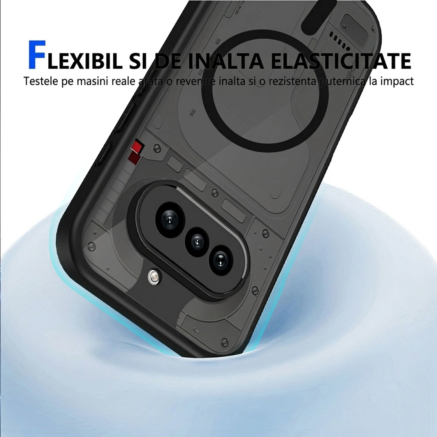 Husa pentru Nothing Phone 4a, Inel MagSafe Integrat, PC Mat Catifelat, Protectie Obiectiv, Rezistenta la Impact, Fixare Precisa, Negru Transparent