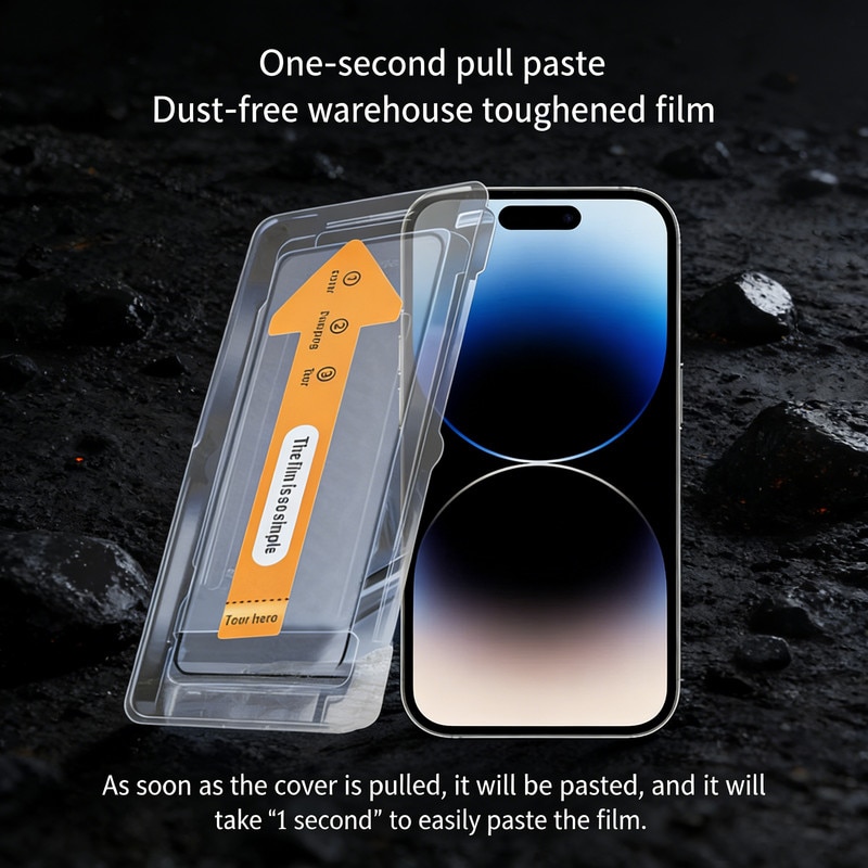 Folie de protectie pentru ecranul iPhone 17 pro, Set 2 bucati, cu kit de montare instantanee si functie automata de indepartare a prafului, fabricata din sticla temperata 9H, cu claritate super HD
