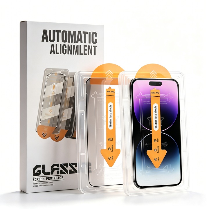 Folie de protectie pentru ecranul iPhone 17, Set 2 bucati, cu kit de montare instantanee si functie automata de indepartare a prafului, fabricata din sticla temperata 9H, cu claritate super HD