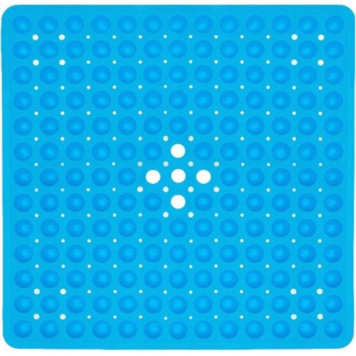 Csúszásgátló fürdőszobaszőnyeg, 53x53cm, kék, 164 tapadókorong