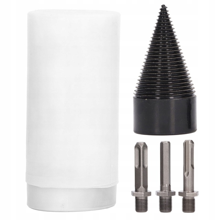 Set burghie pentru despicat lemn, 50mm, 3 tipuri de prindere, otel carbon, 64mm lungime